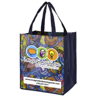 13” W x 13” H Full Color Import Air Ship Glossy Lamination Grocery Shopping Tote Bags